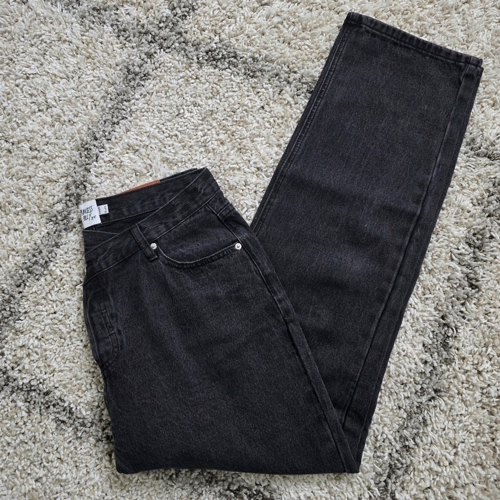 Princess Polly Black Straight Leg Jeans Size 8 - Picture 4 of 8